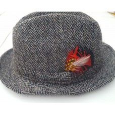 HARRIS TWEED Fedora Hat Cap Handwoven in Scotland 100% Wool L 7 1/4 to 7 3/8  eb-54149715